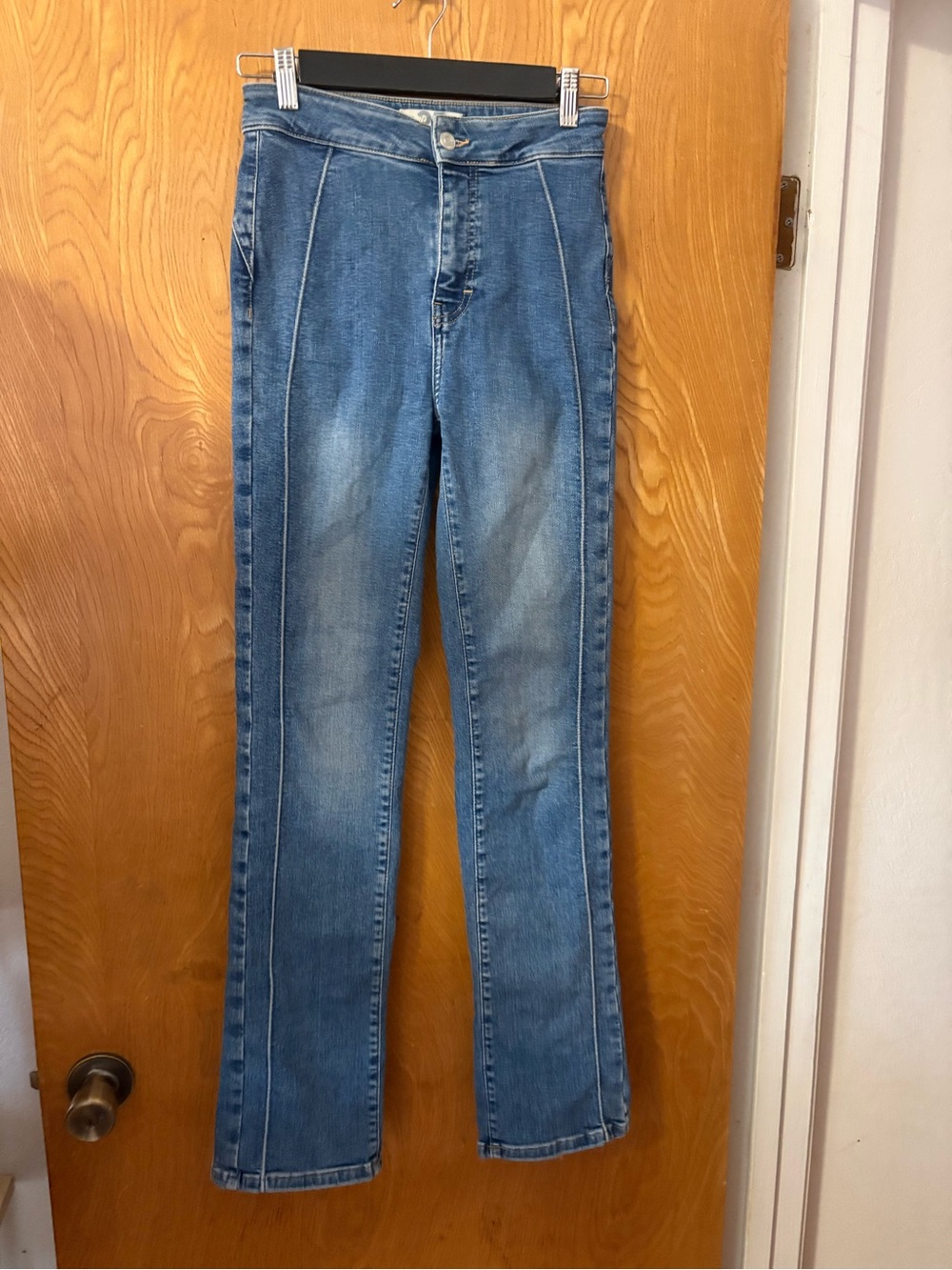 Free People cross my heart Mid Blue straight Leg Jeans 25 - Picture 3 of 13
